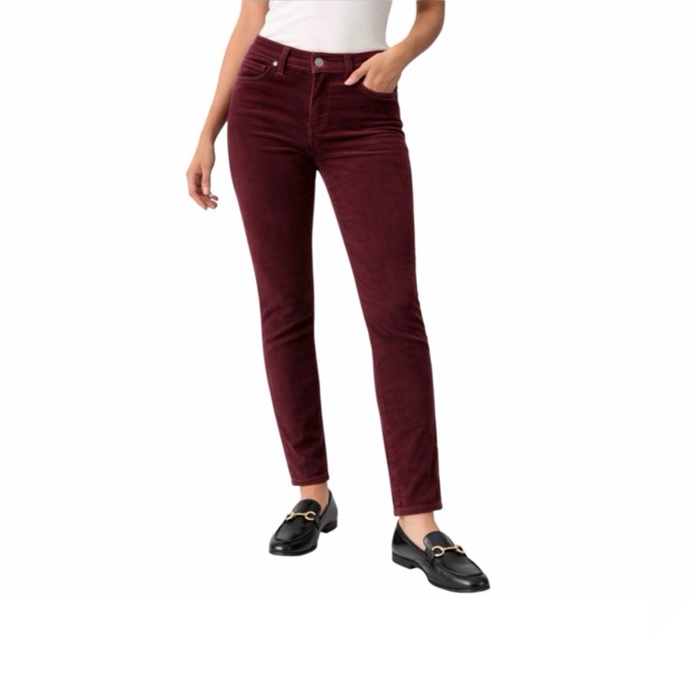 CAbi Fine Wale Corduroy Skinny Jeans Wine Size 10 Style 4509